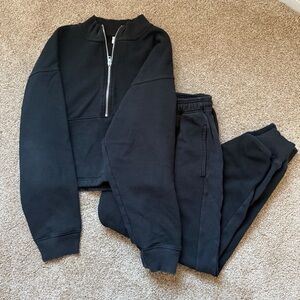 PINK Victoria's Secret Black Cropped Sweater and Joggers